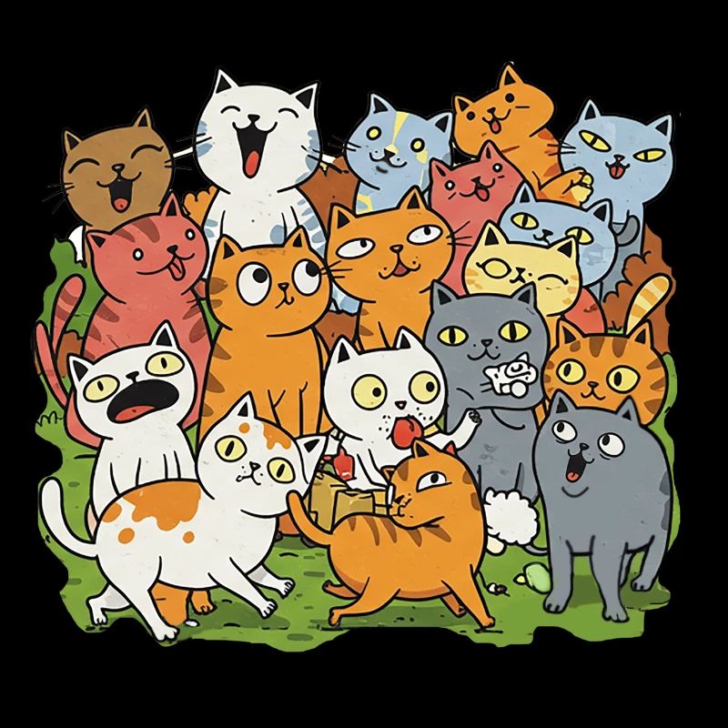 Beaucoup de chats heureux