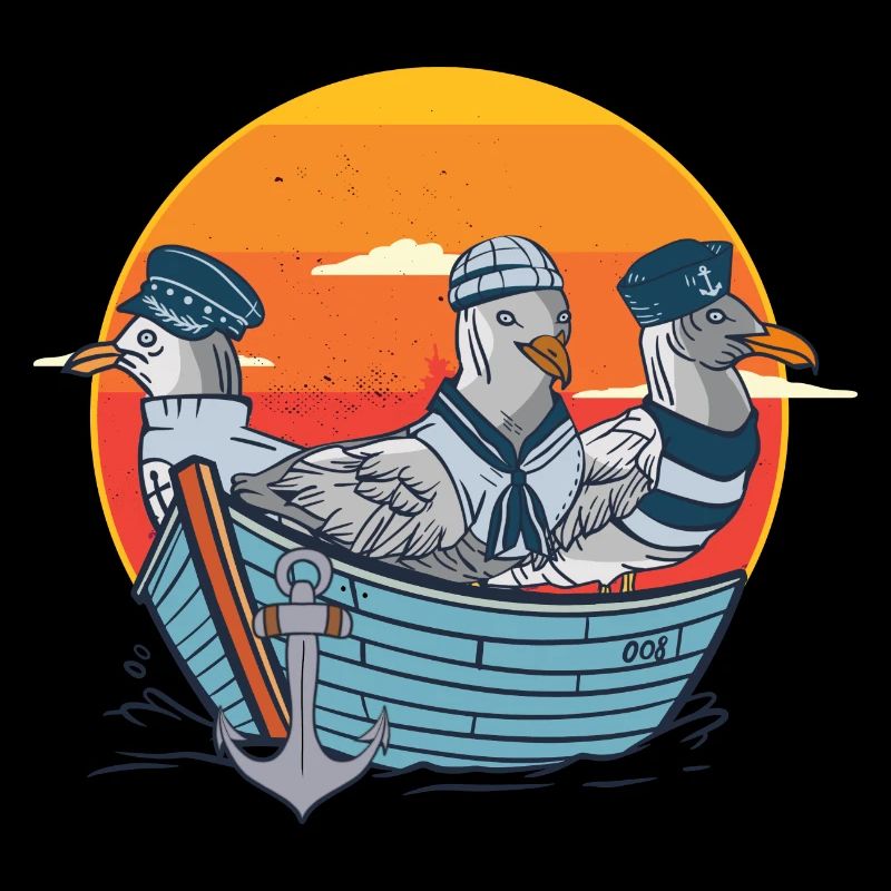 Möwen Möwe Seevögel Boot Seefahrer Seemänner