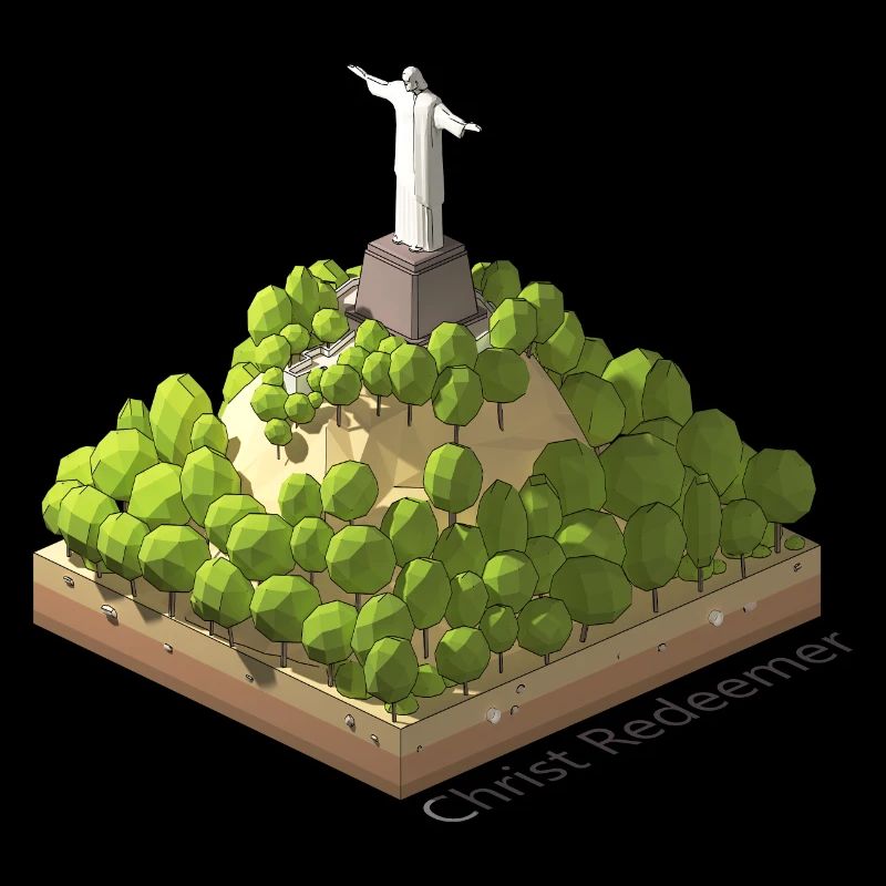 Géométrique low poly Christ Rédempteur