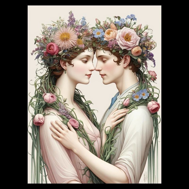 Amoureux et bouquets