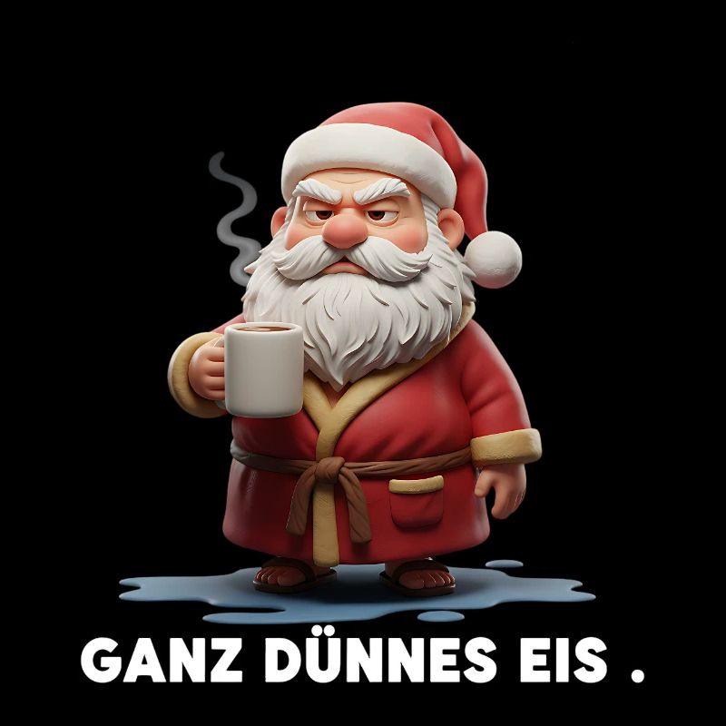 Grimmiger Weihnachtsmann Spruch ganz dünnes Eis