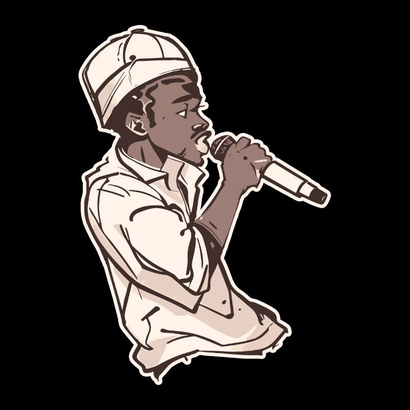 Rapper Holding a Microphone with Stroke