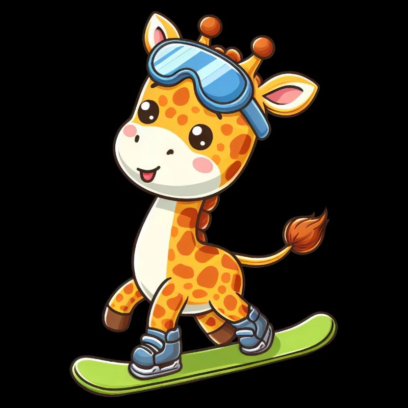 Comic Giraffe Kawaii Snowboard Snowboarder