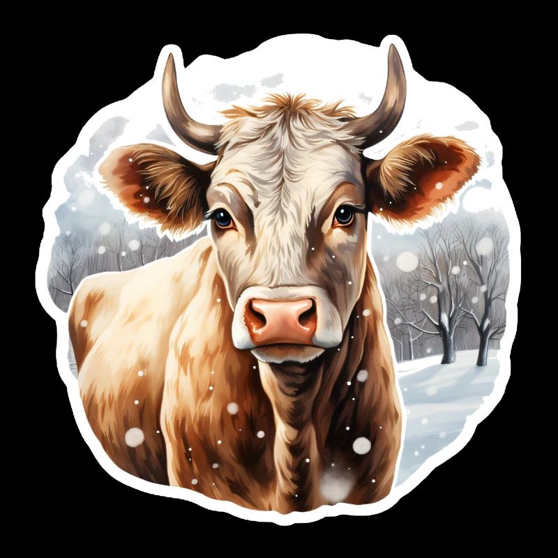 Vache dans le paysage d’hiver