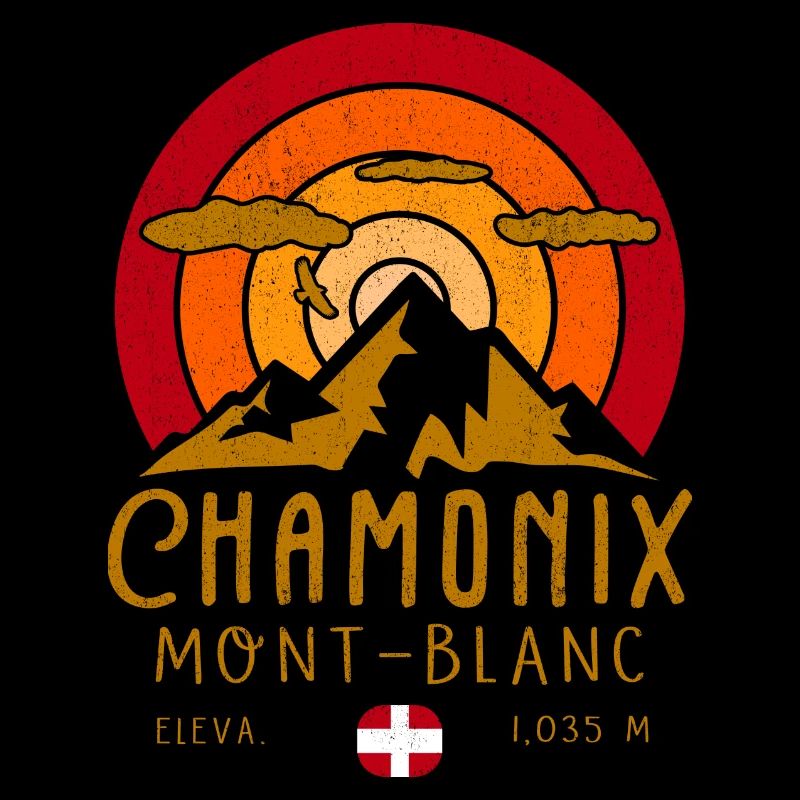 Chamonix Frankreich Retro Sunset Skiing