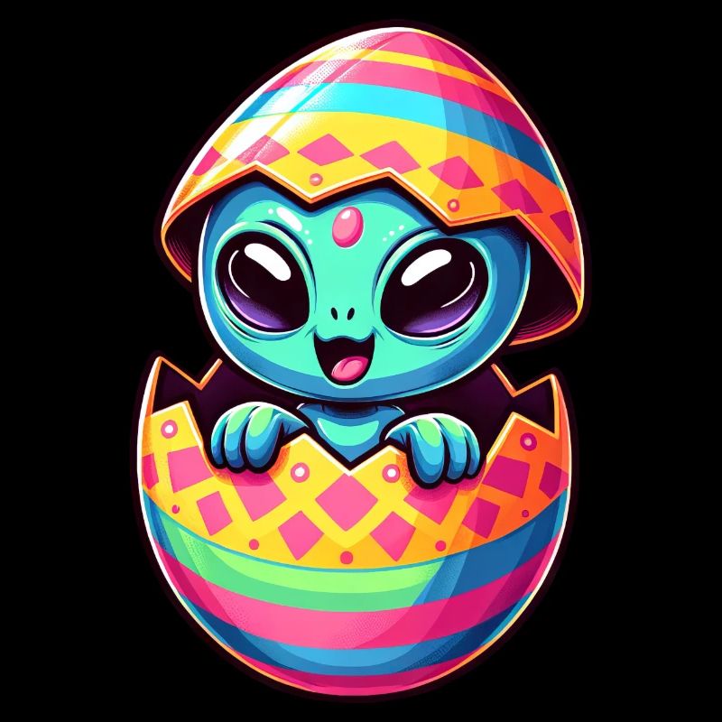 Buntes Alien Osterei Schlüpfdesign