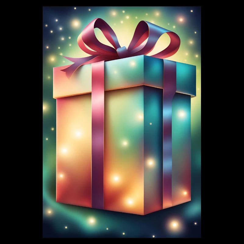 Big giftbox in green lights