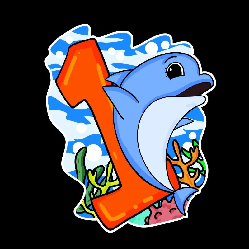 Zahl 1 Nummer Eins - Delfin Motiv