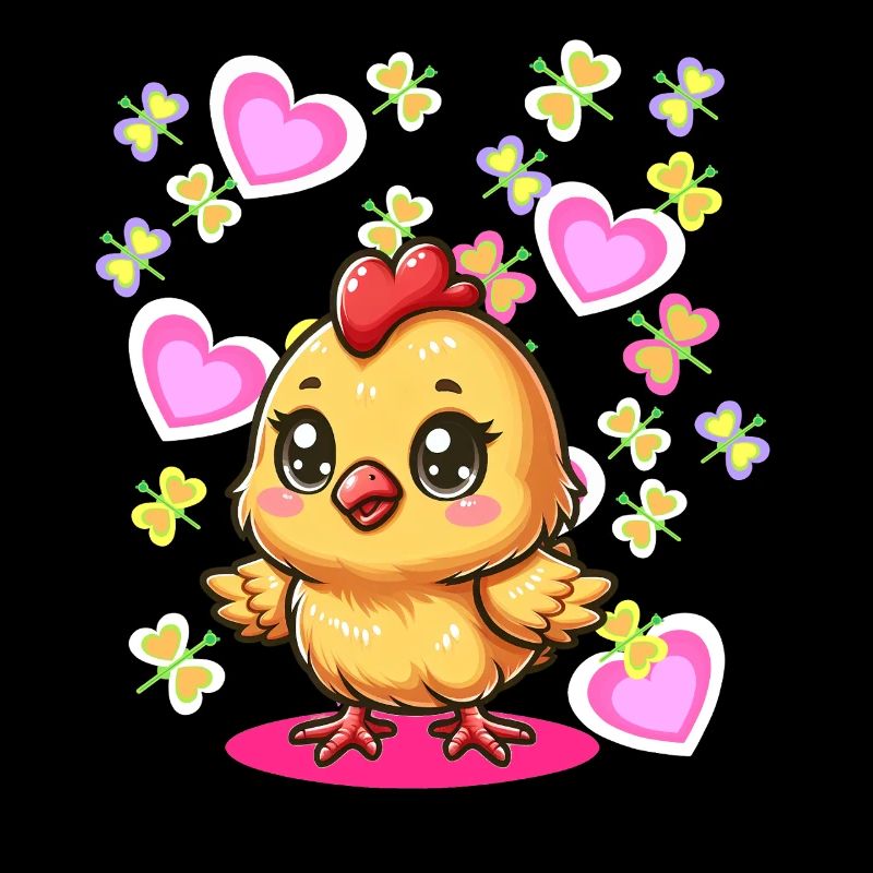 Spring Easter Chick Kids Child Chicken Heart