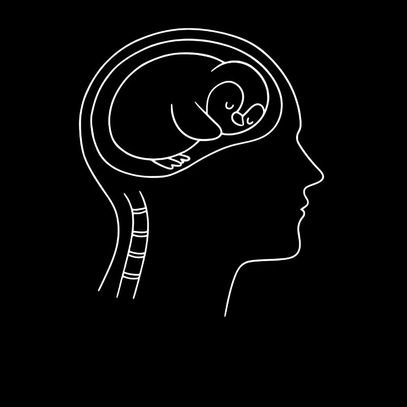 Minimalist Penguin Brain Silhouette