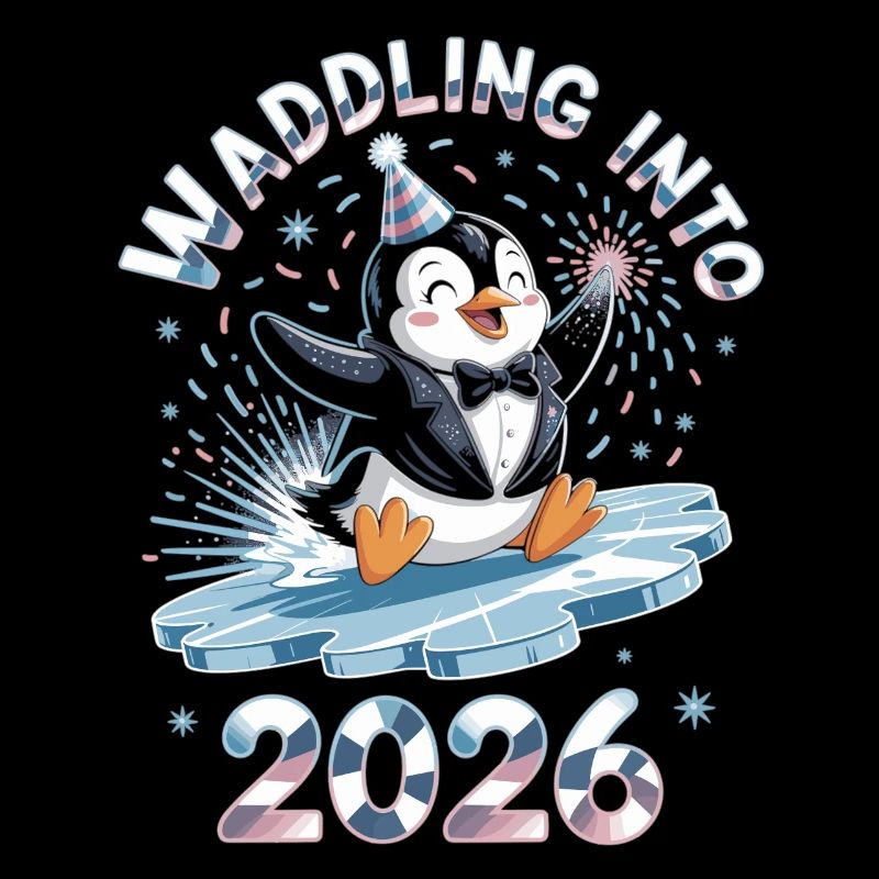 Pinguin Neujahrsshirt 2026 – Perfekt zu Silvester