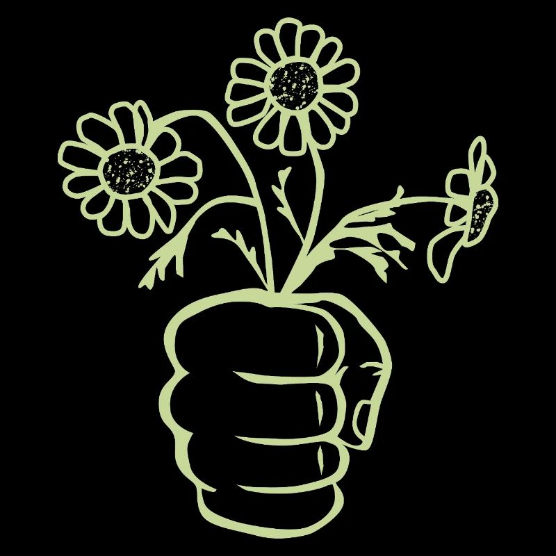 Une main de poing avec un bouquet de fleurs