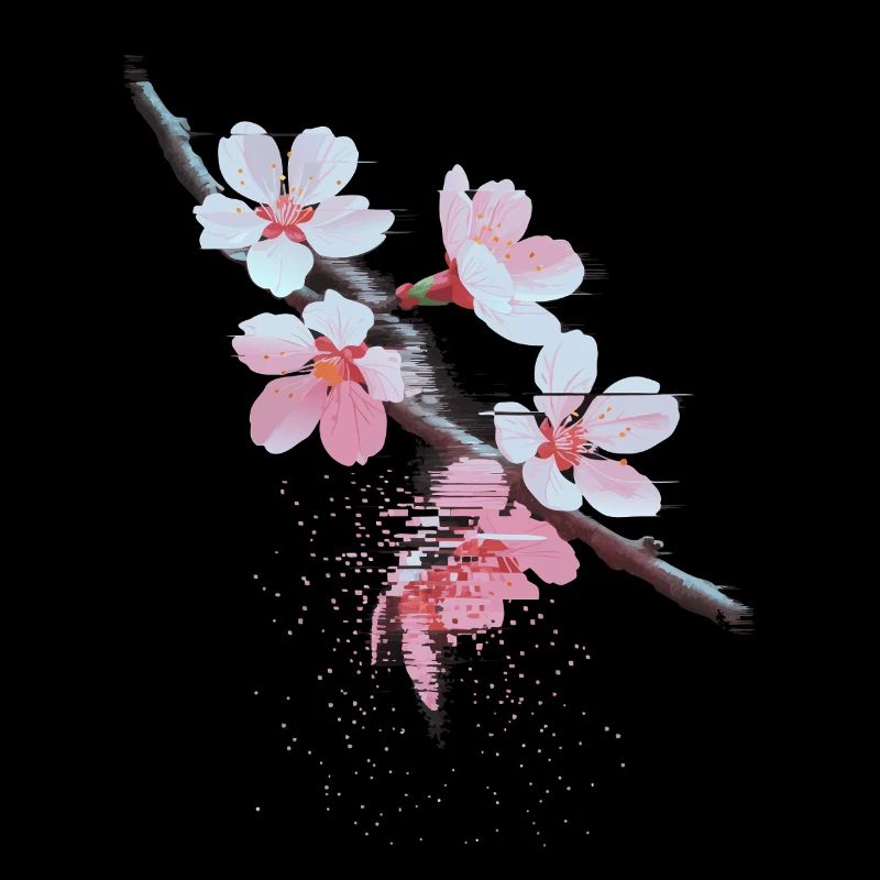 Cherry Blossoms Glitch Art Branch