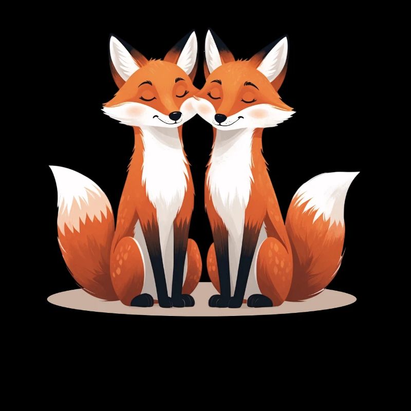 Two cuddling foxes