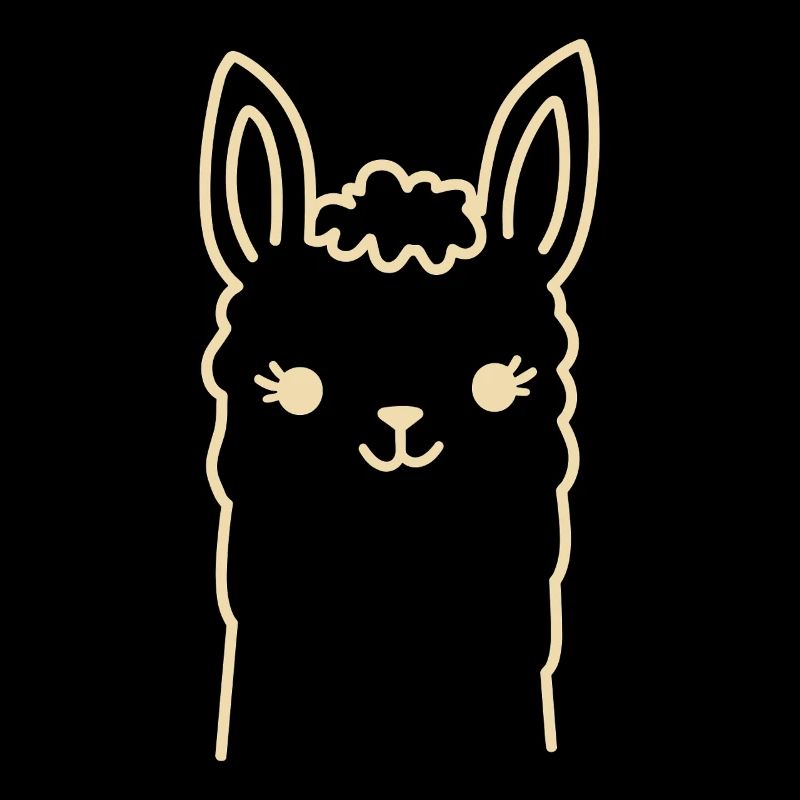 Süßes Alpaka Llama Kopf Line Art