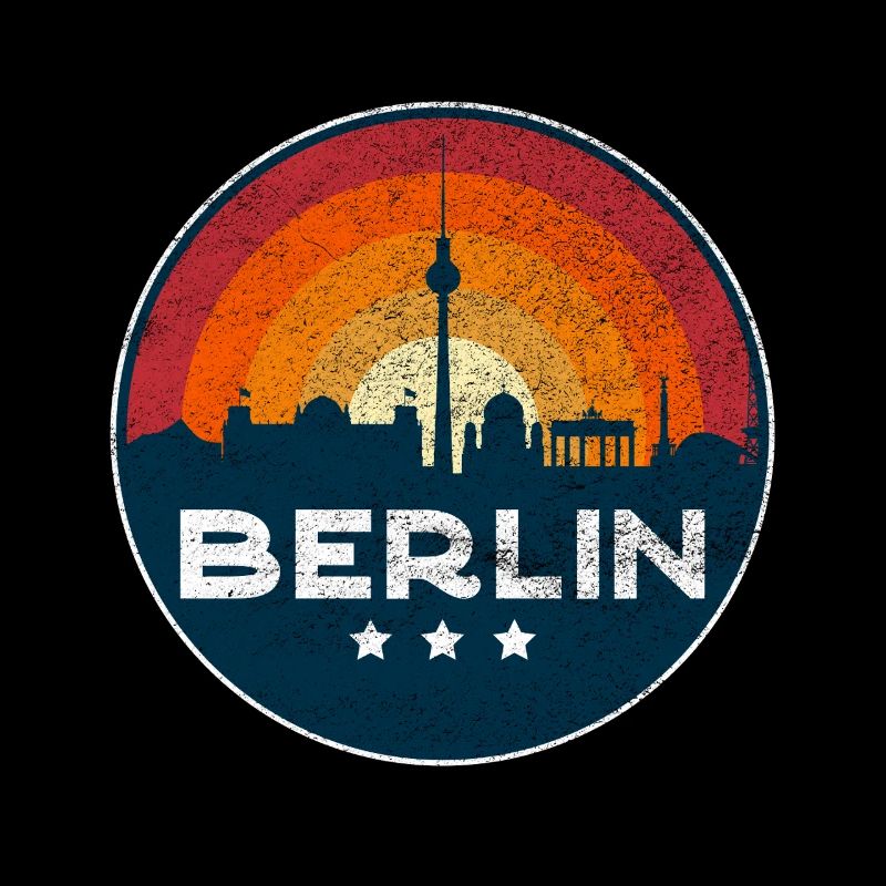 Berlin Skyline Sunset Retro Badge Design