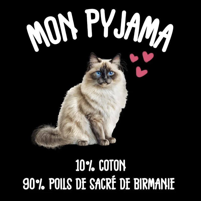 Pyjama Chat Sacré de Birmanie Drôle