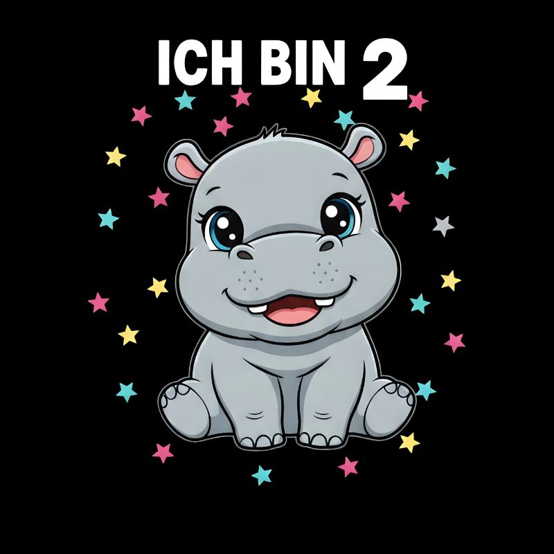 Ich bin 2 - Süßes Nilpferd zum 2. Geburtstag