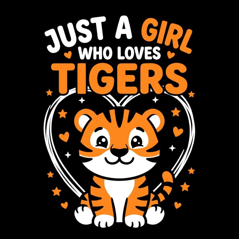 Süßes Tiger Design mit Herzen und Sternen