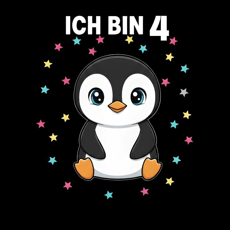 Ich bin 4 - Süßes Pinguin zum 4. Geburtstag