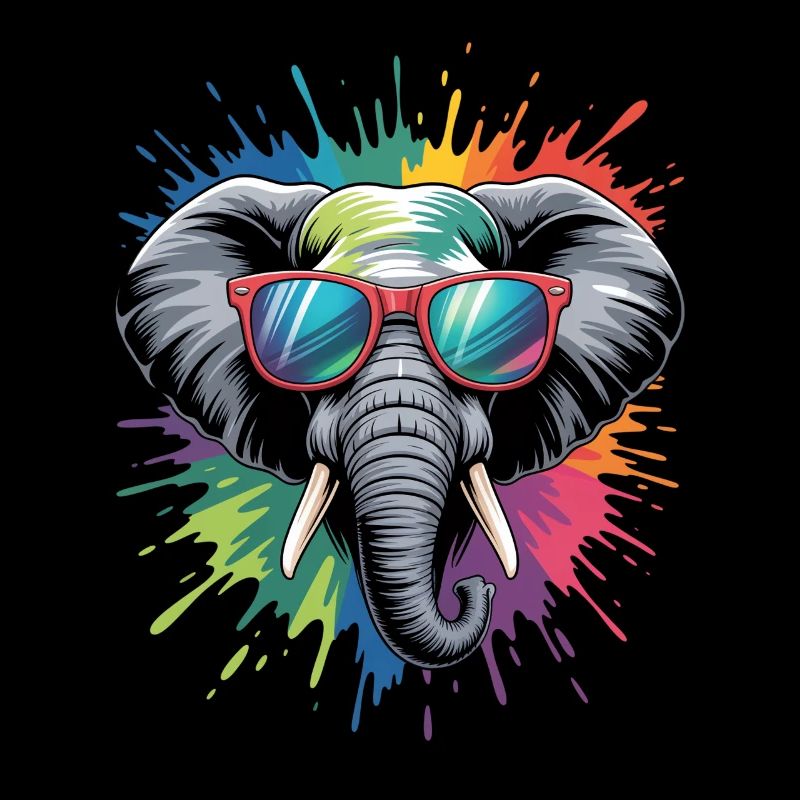 Bunter Elefant Wasserfarben Spritzer