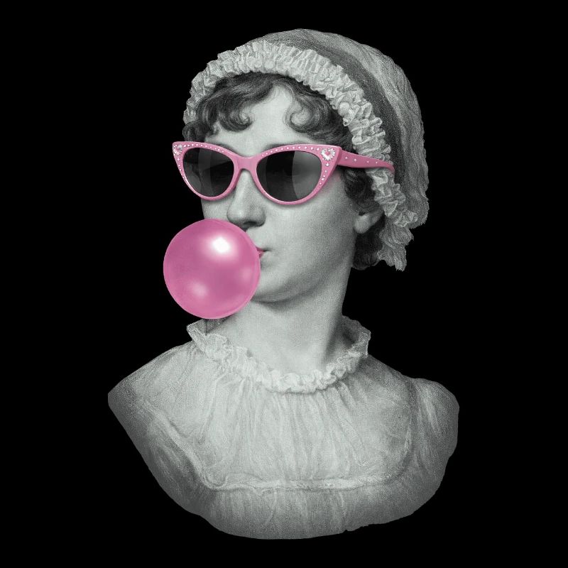 Jane Austen with bubblegum and sunglasses