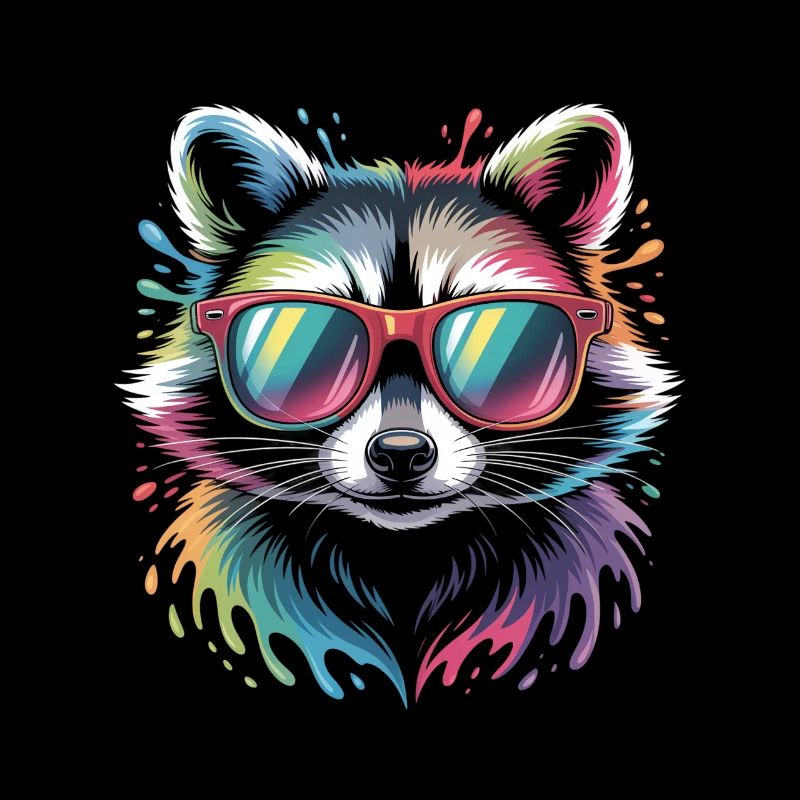 Bunter Waschbär Wasserfarben Spritzer