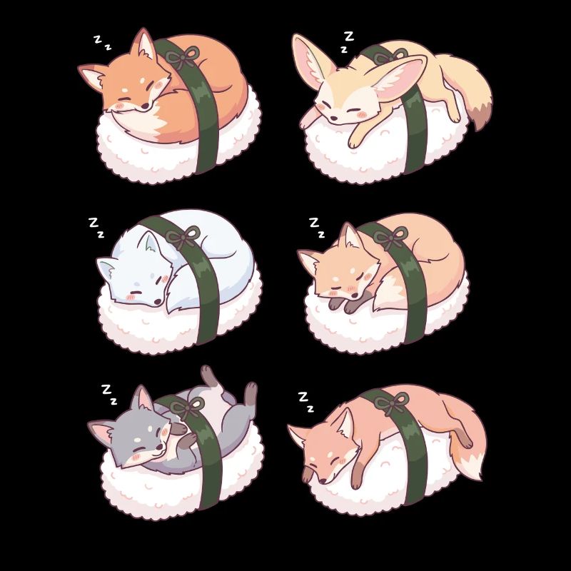 Kawaii Fox Sushi Nigiri Cute Sleeping Kitsune 