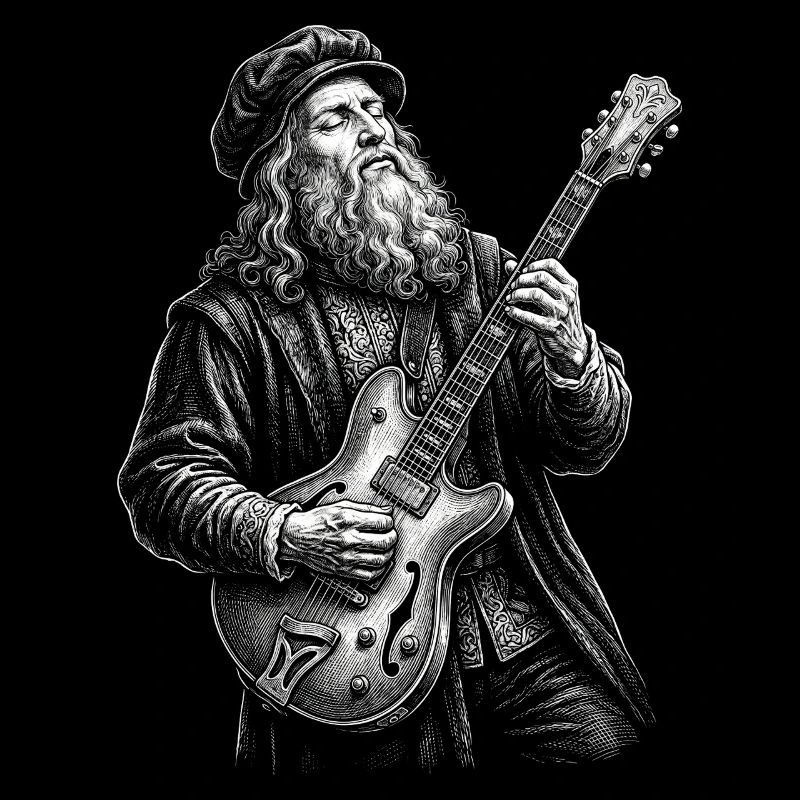 Leonardo Da Vinci spielt Gitarre