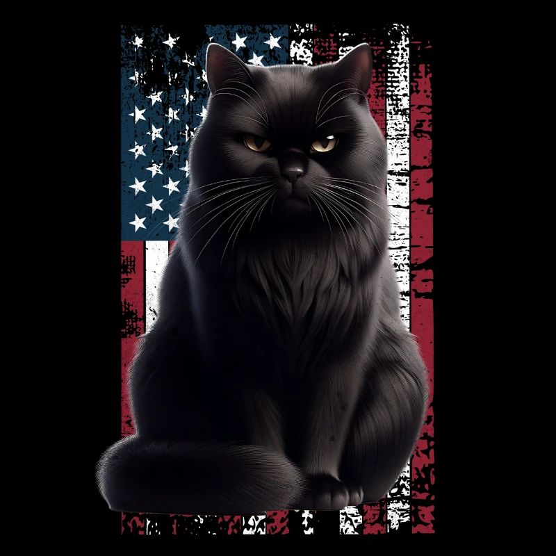 Grumpy Black Cat US Schwarze Katze