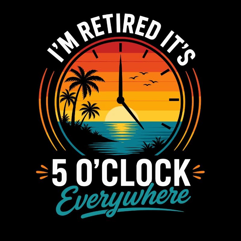 Retirement Beach Clock – 5 p.m. Anywhere