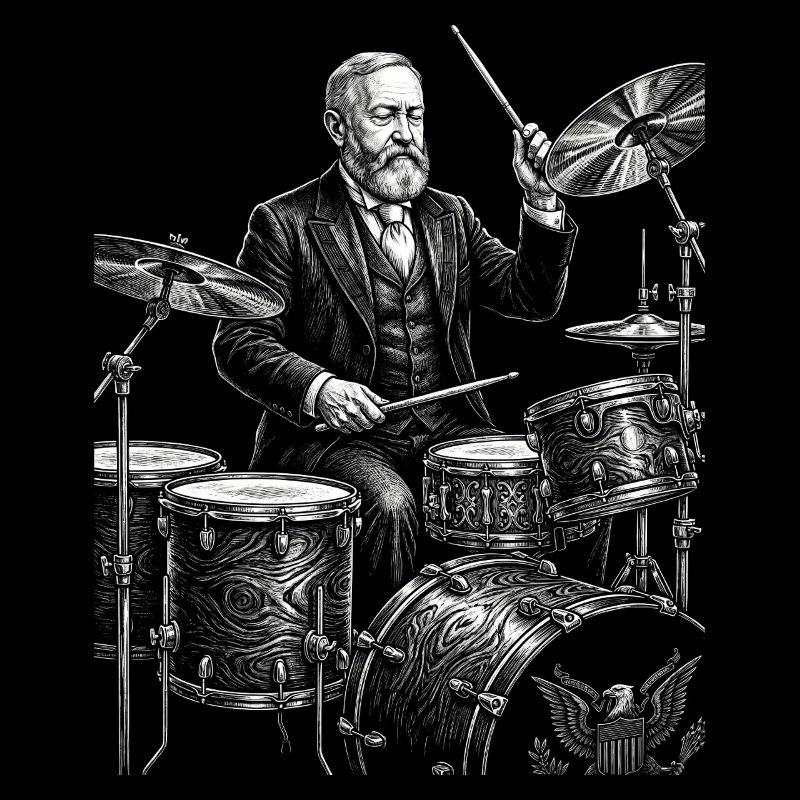 Benjamin Harrison joue de la batterie