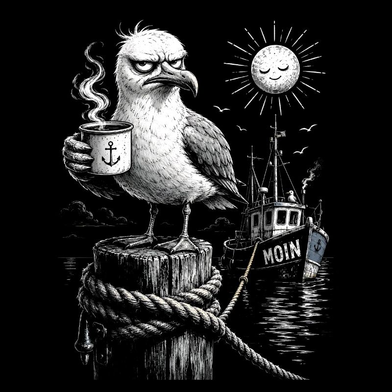 MOIN – Grumpy Seagull with Coffee