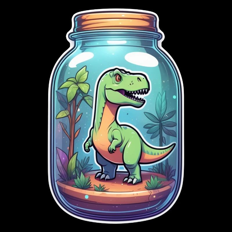 dinosaure dans un pot dessin animé