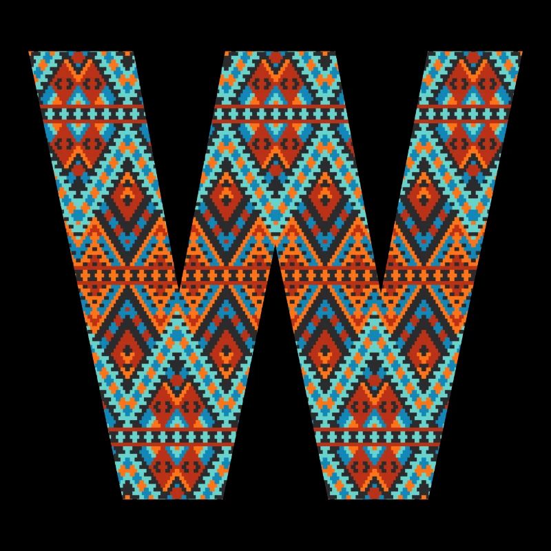 Letter W- boho design, Colorful monogram
