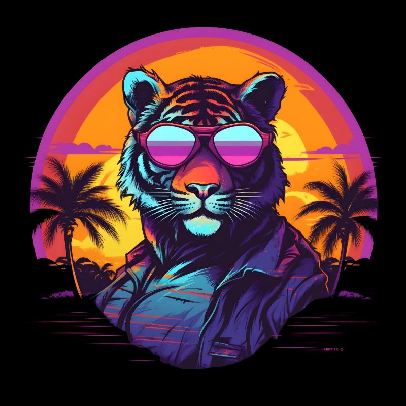 Synthwave Tiger Sunset