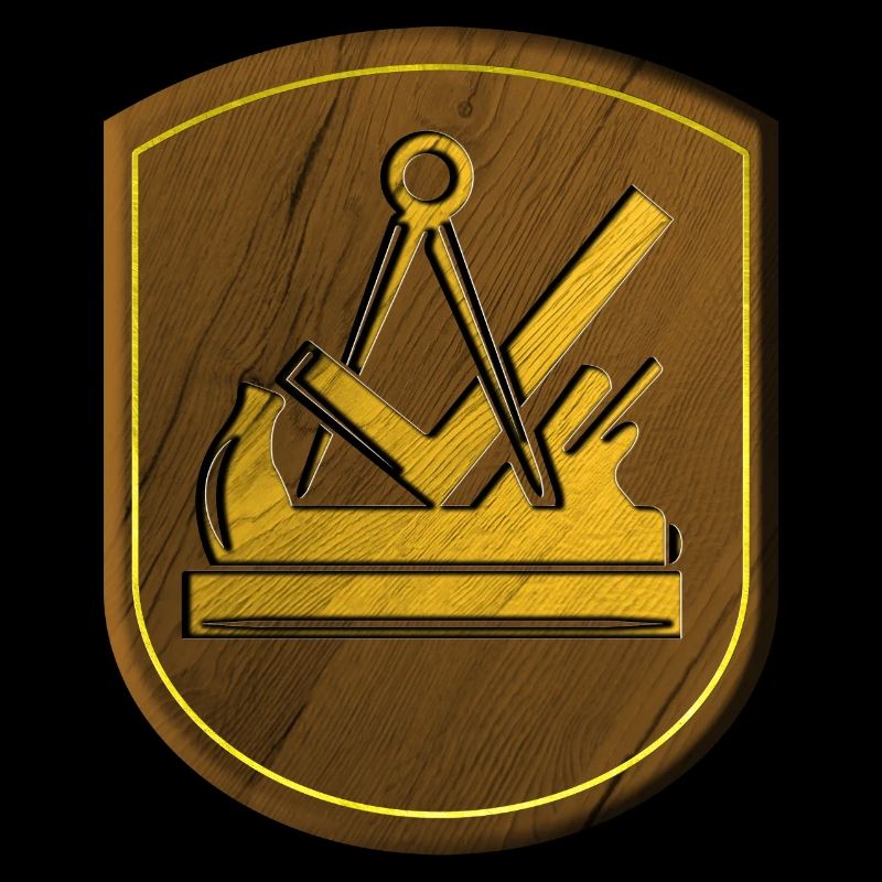 Guilde signe charpentier charpentier emblème bois 3D
