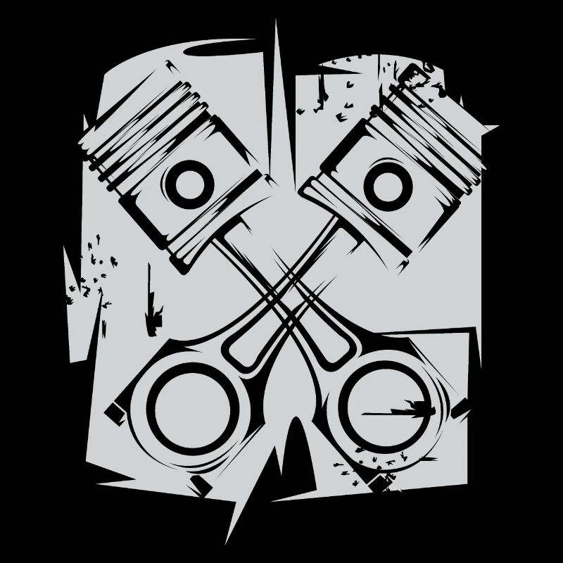 v8 Piston Engine Icon Art Illustration Logo