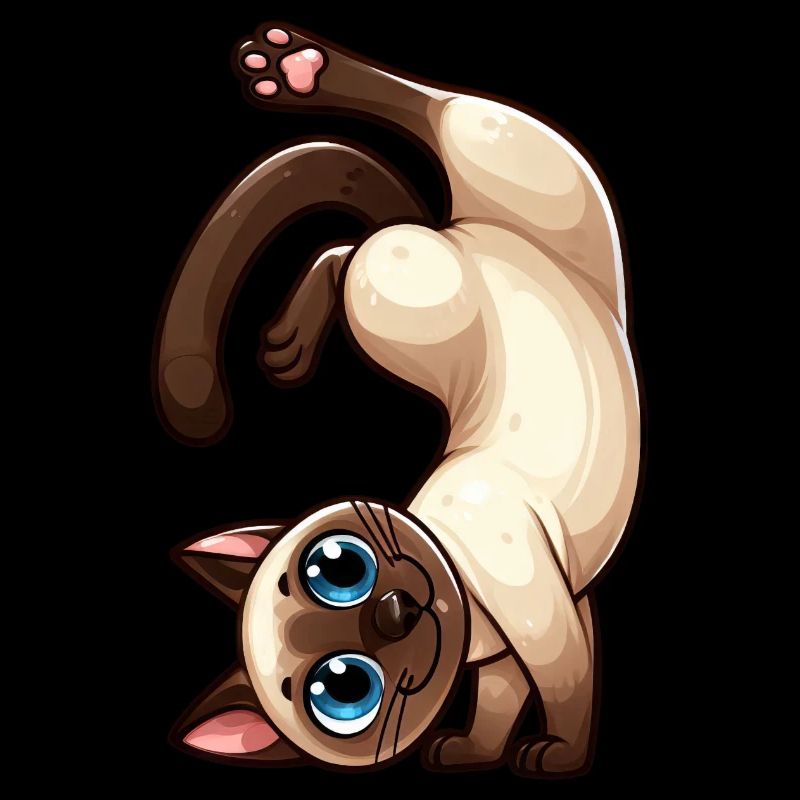 Funny Siamese Cat Handstand Trick Siamese