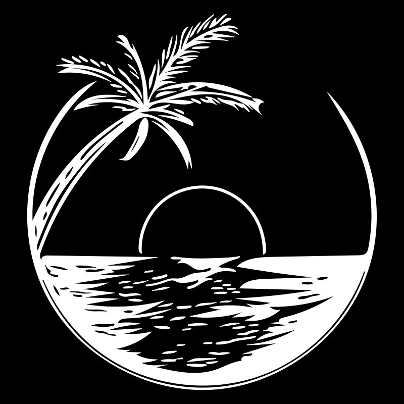 Coucher de soleil avec palme - Vector Style