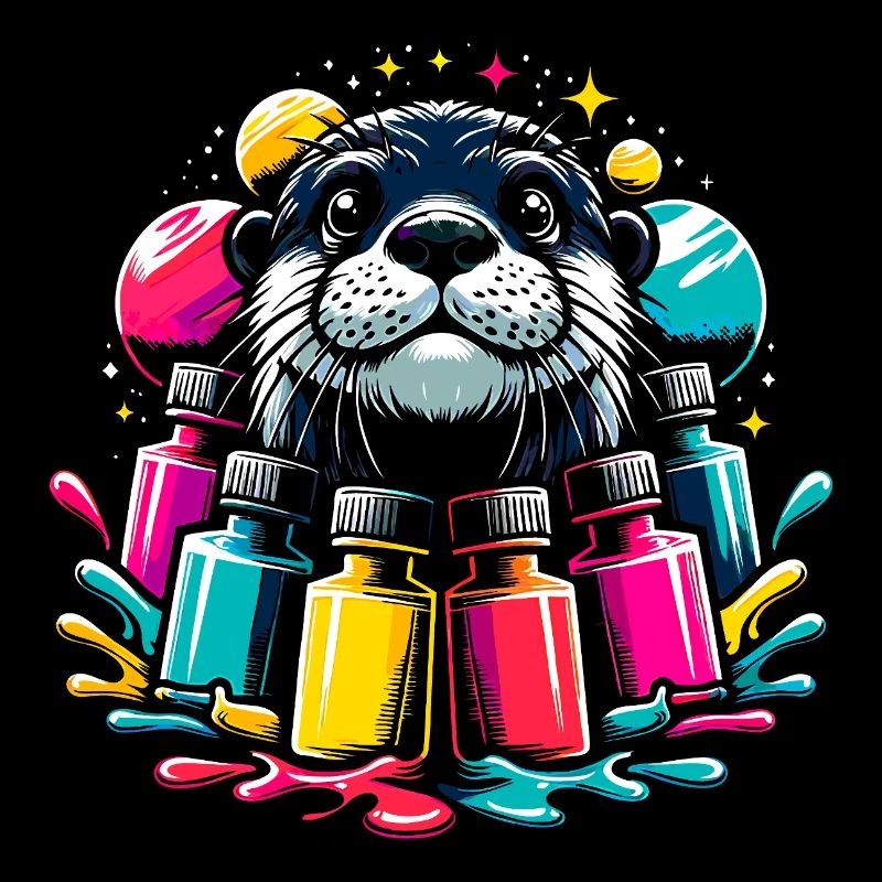Drôle de loutre avec beaucoup de couleurs vives