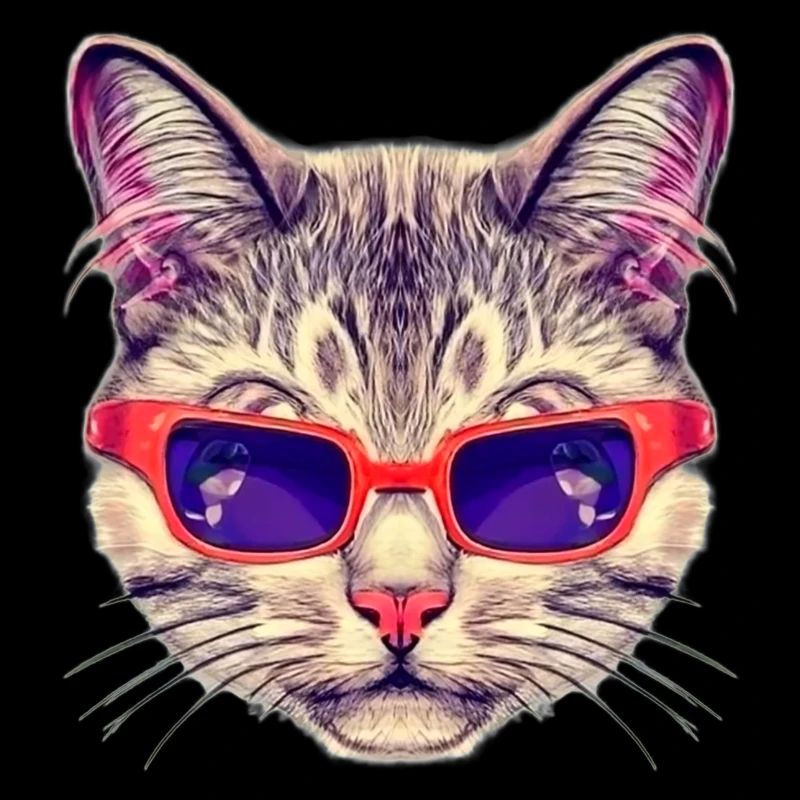 Chat Classe avec ses Lunettes de Soleil rouges