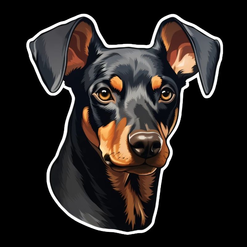 Doberman Pinscher Head with Floppy Ears