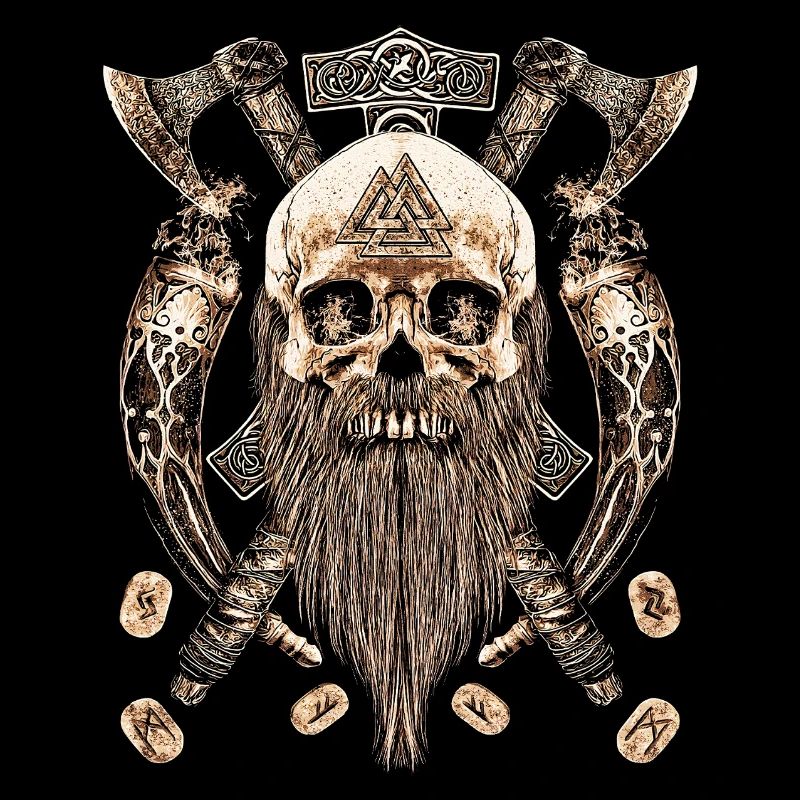 Valhalla Siegel Wikinger Schädel Skelett Goth