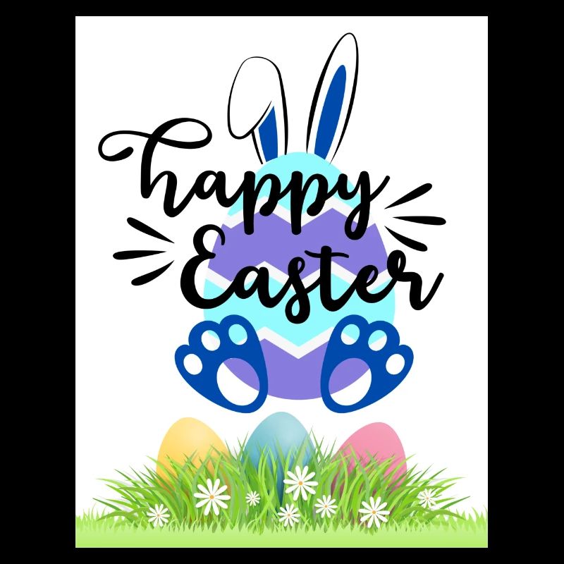 Happy Easter Osterhase Kontur mit Ostereiern