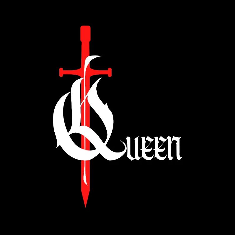 Gothique Queen Design avec épée avec texte blanc