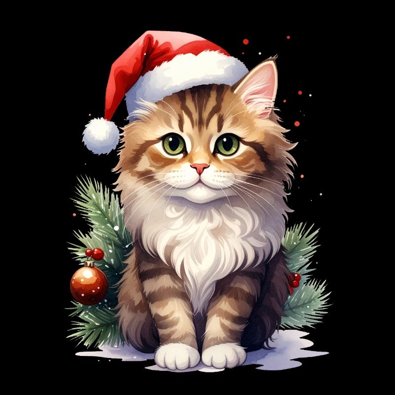 Chat comme Père Noël à Noël