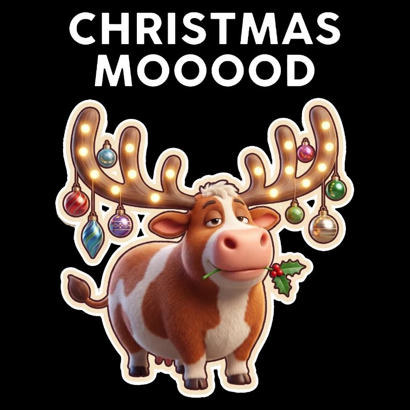 Weihnachtskuh mit Leuchtornamenten