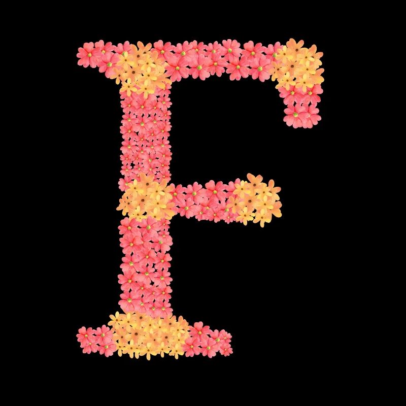 Dein Initial "F" mit Blüten 