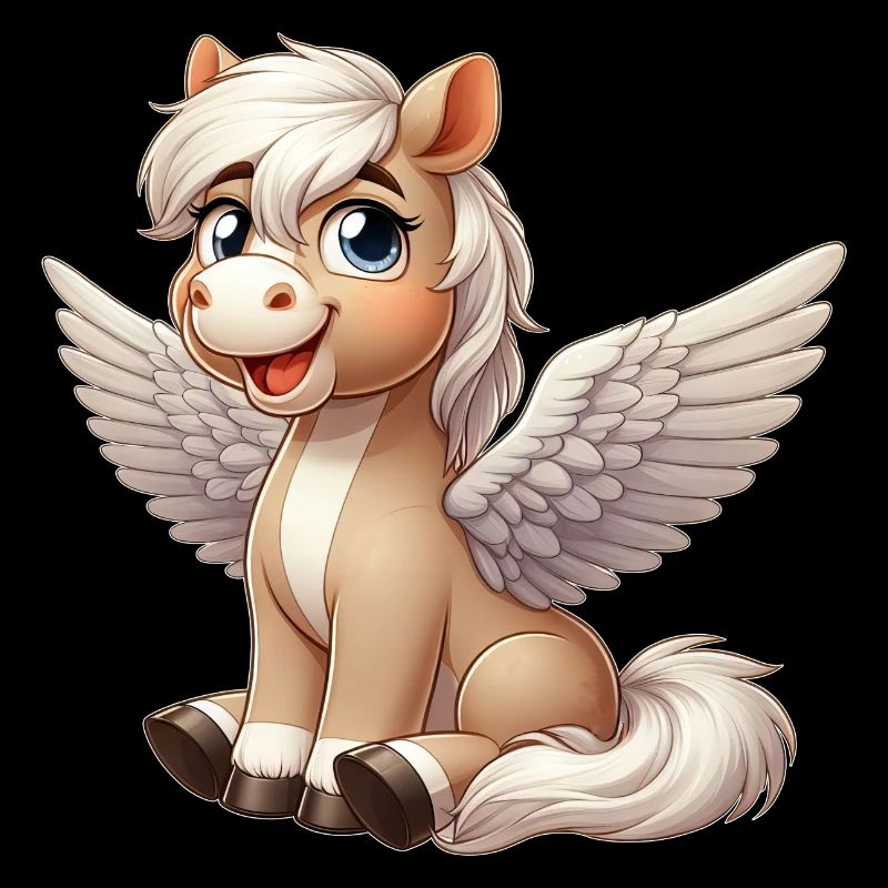 Dessin animé d’ange de cheval mignon avec des ailes